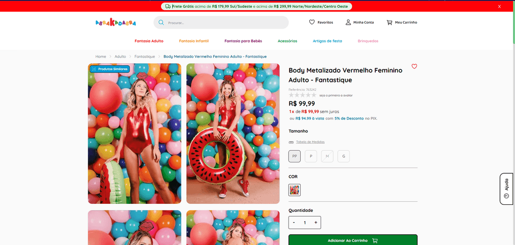 Tela do e-commerce redesenhada
