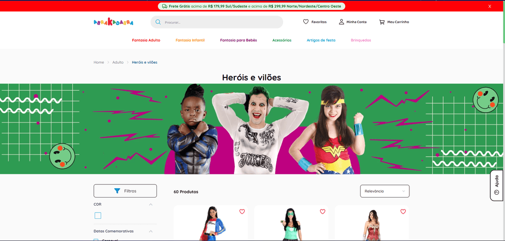 Página de categoria com filtros e listagem de produtos