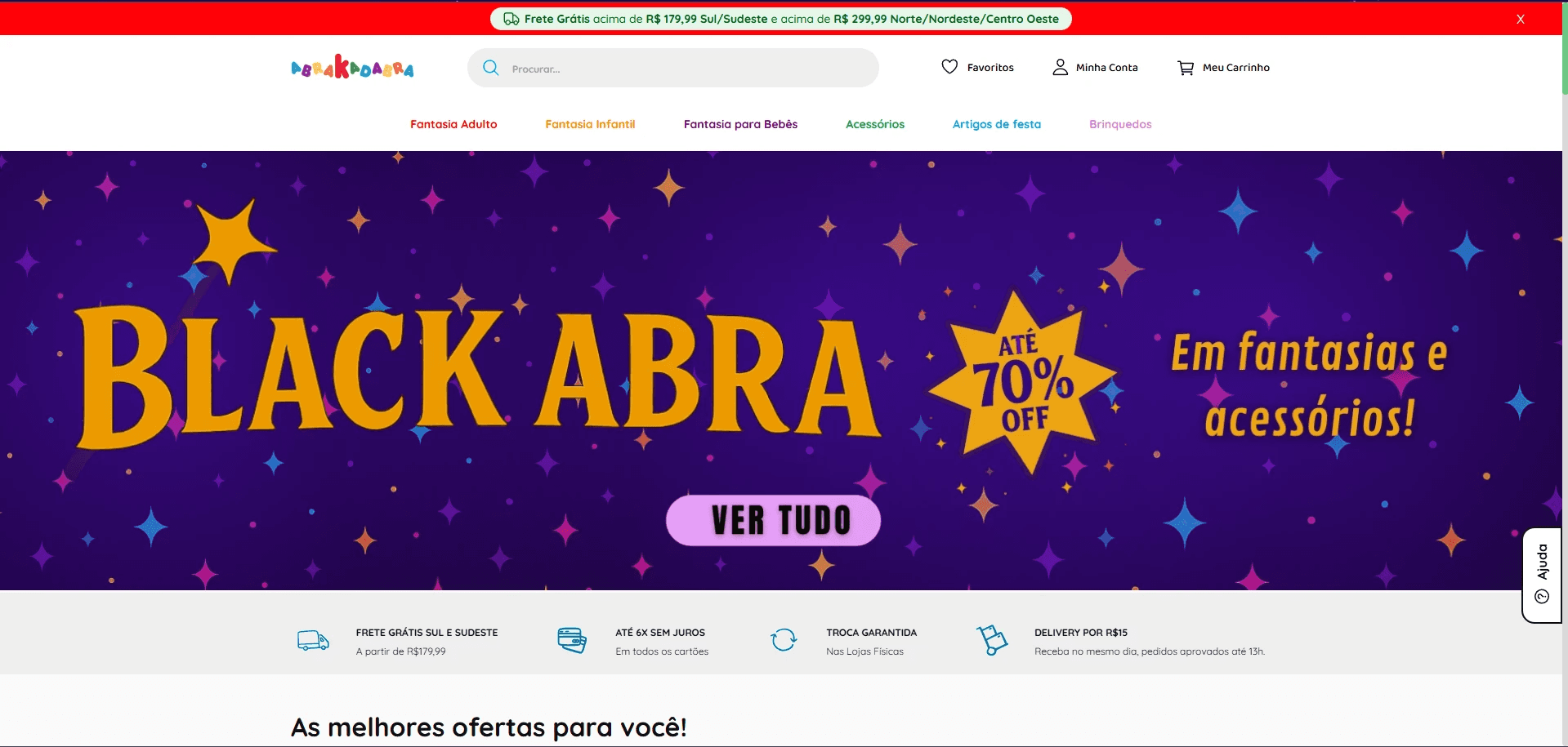 Home do e-commerce Abrakadabra redesenhada
